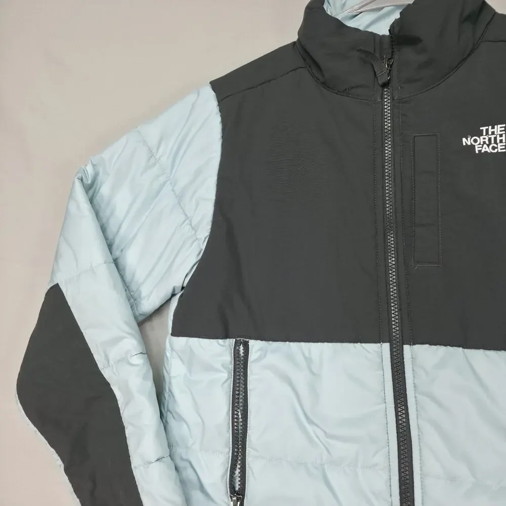 The North Face Youth L/G 14 16 Puffer Jacket Blue Black Insulated Coat